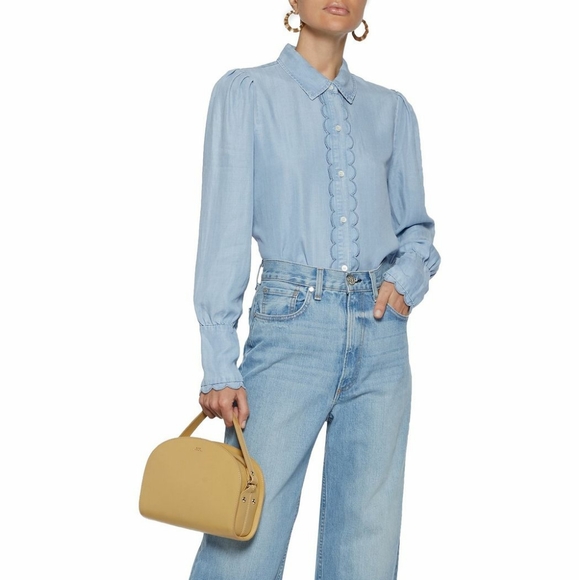 FRAME scallop trim denim top - Picture 3 of 6